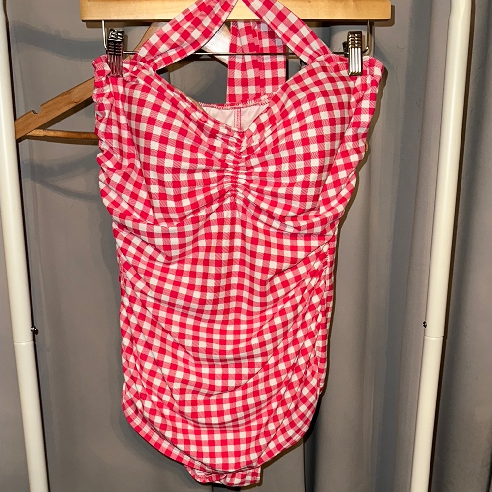 Red and White Gingham Swimsuit